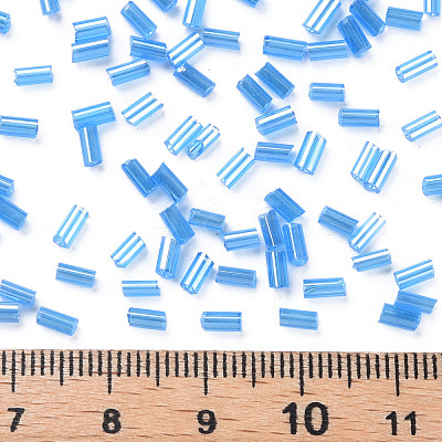 Transparent Colours Luster Glass Bugle Beads SEED-N005-001-A04-1