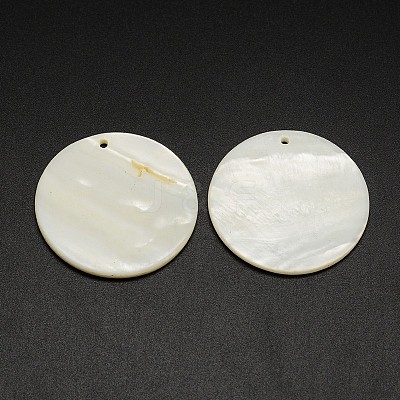 Flat Round Freshwater Shell Pendants X-SHEL-M005-35-1