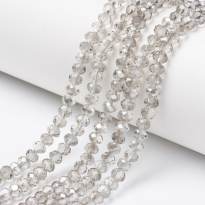 Electroplate Transparent Glass Beads Strands EGLA-A034-T6mm-E15-1