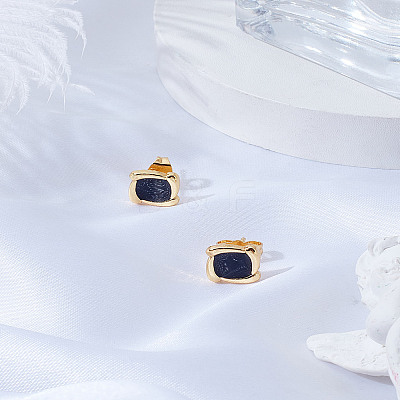 1 Pair Square Alloy Enamel Stud Earrings EJEW-LP0010-01-1