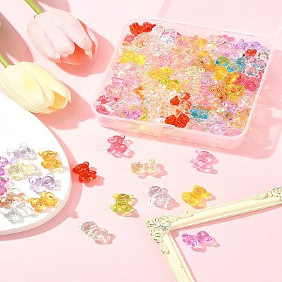 140Pcs Transparent Acrylic Beads MACR-FS0001-98-1