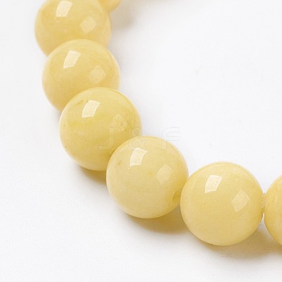 Natural Mashan Jade Beaded Stretch Bracelet BJEW-P207-01-14mm-1