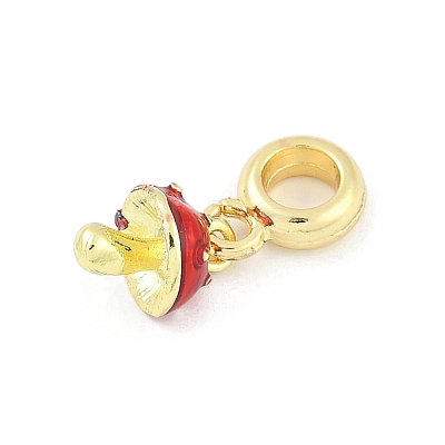 Brass Red Enamel Vegetable European Dangle Charms KK-Z090-06G-02-1