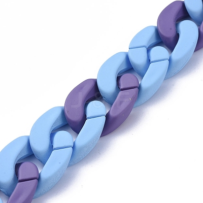 Handmade Opaque Spray Painted Acrylic Curb Chains AJEW-JB00616-01-1