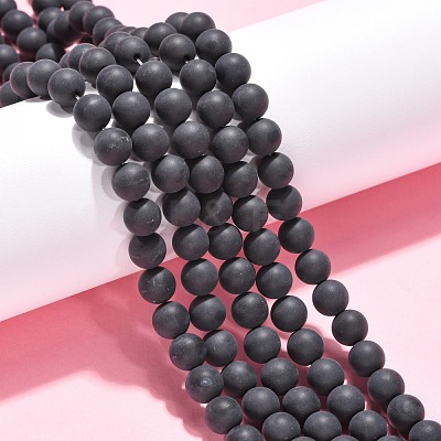 Dyed & Heated Natural Black Agate Beads Strands X-G-H1617-1