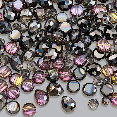 114Pcs Transparent Electroplate Glass Beads GLAA-PA0001-17D-1