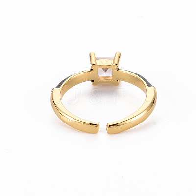 Brass Enamel Cuff Rings RJEW-T016-32B-NF-1