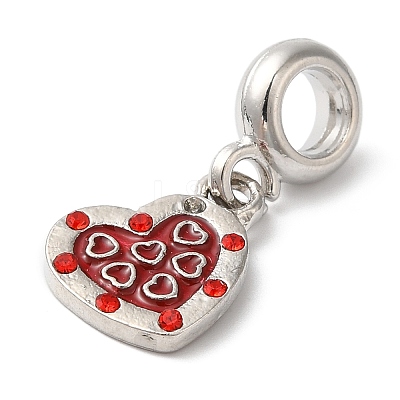 Rack Plating Alloy Light Siam Rhinestone European Dangle Charms PALLOY-S189-23P-1