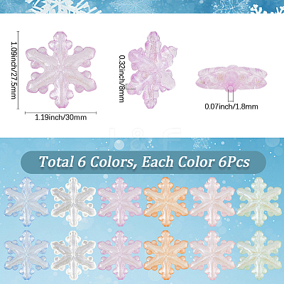 36Pcs 6 Colors Luminous Transparent Acrylic Beads OACR-SC0002-79-1