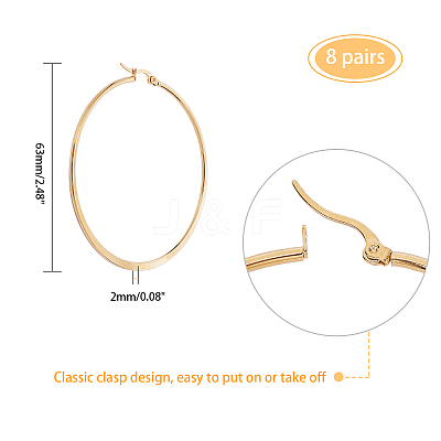 304 Stainless Steel Big Hoop Earrings EJEW-UN0001-38G-1