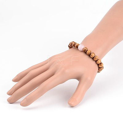 Wood Beaded Stretch Bracelets BJEW-JB01941-1