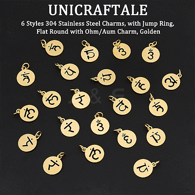 24Pcs 6 Styles 304 Stainless Steel Charms STAS-UN0048-91-1