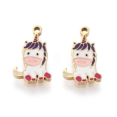 304 Stainless Steel Enamel Charms STAS-L022-289G-1
