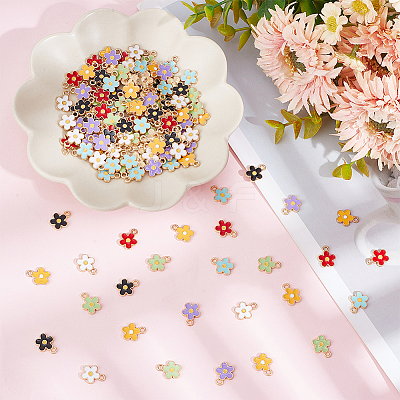 140Pcs 7 Colors Alloy Enamel Charms ENAM-HY0003-03-1