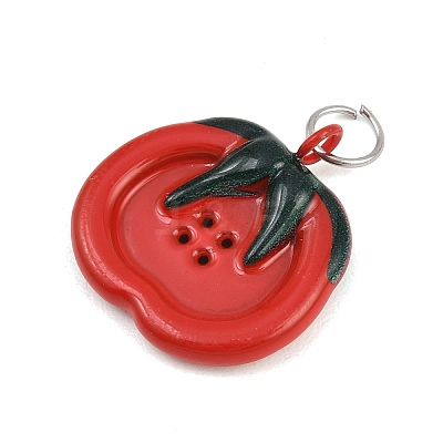 Button 304 Stainless Steel Enamel Pendants SA-CBAE390-01D-1