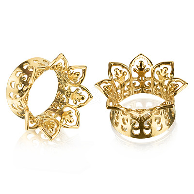 Hollow Out Flower Brass Alloy Ear Tunnels FS-WG7C815-06-1