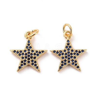 Brass Micro Pave Clear Cubic Zirconia Charms ZIRC-Z018-15G-B-1