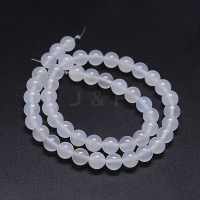 Grade A Natural White Agate Round Beads Strands G-F256-01-6mm-A-1