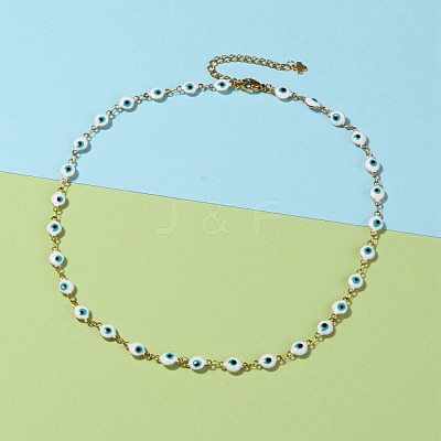 Evil Eye 304 Stainless Steel Enamel Link Chains Bracelets & Necklaces Jewelry Sets SJEW-JS01152-1