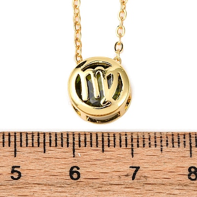 Brass Pave Cubic Zirconia Birth Stone Constellation Pendant Cable Chain Necklaces NJEW-D334-01G-01-1