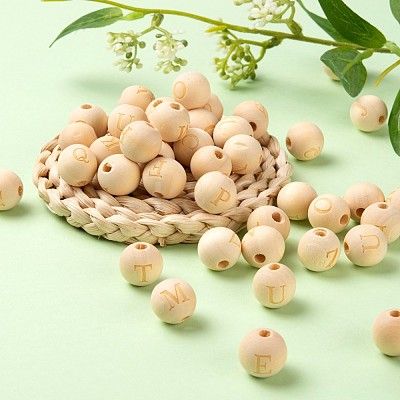 104Pcs 26 Style Unfinished Natural Wood European Beads WOOD-LS0001-03-1