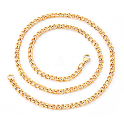 Men's PVD Vacuum Plating 201 Stainless Steel Cuban Chain Necklace NJEW-R257-001C-G-1