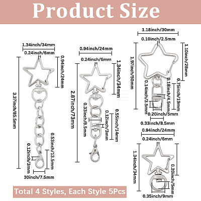 20Pcs 4 Styles Zinc Alloy Swivel Clasps FIND-SP0004-21-1