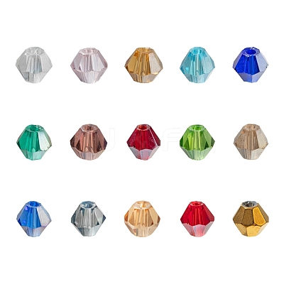 1500Pcs 15 Style Faceted Bicone Glass Beads EGLA-FS0001-03-1