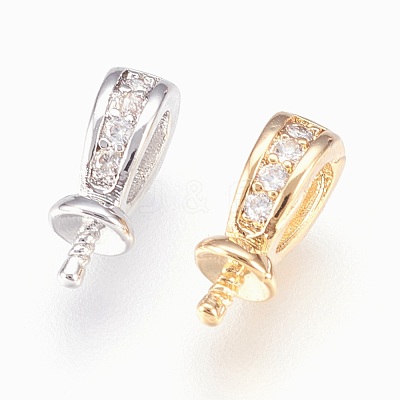 Brass Cup Pearl Peg Bails Pin Pendants KK-P150-17-1