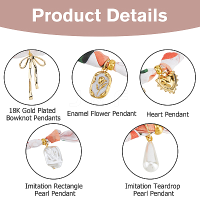 304 Stainless Steel & Enamel & ABS Plastic Pearl & Brass Pendant Necklaces NJEW-HS00026-1
