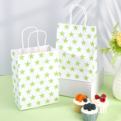 Kraft Paper Star Printed Bags with Handles ABAG-WH20013-08A-1