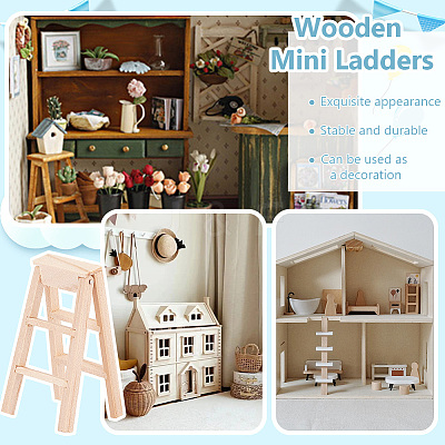 Wooden Mini Ladders DIY-WH0021-58-1