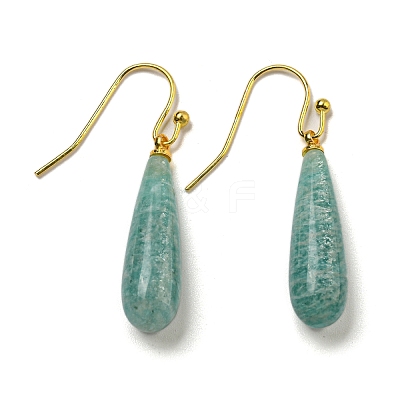 Ion Plating(IP) Natural Amazonite Dangle Earring EJEW-C084-01G-05-1