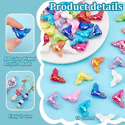 60Pcs 10 Colors AB Color Plated Acrylic Beads PACR-PH0001-11-1
