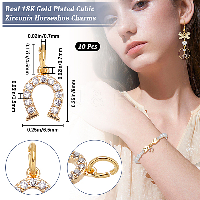 10Pcs Brass Micro Pave Clear Cubic Zirconia Charms KK-CN0002-85-1
