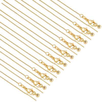 12Pcs 1MM Brass Wheat Chain Adjustable Slider Necklaces NJEW-NB0001-30-1