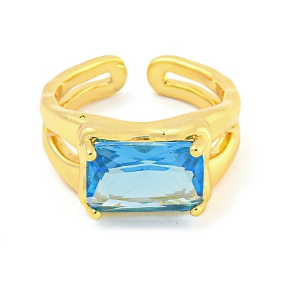 304 Stainless Steel Cubic Zirconia Open Cuff Ring RJEW-S406-05G-05-1