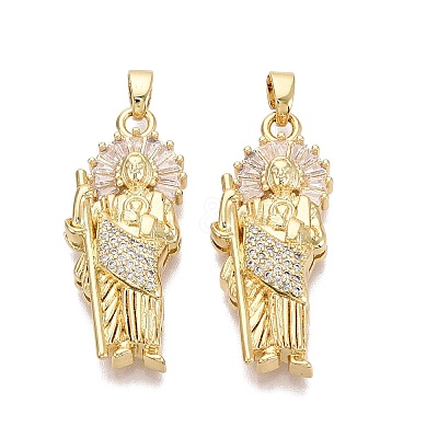 Religion Brass Micro Pave Clear Cubic Zirconia Pendants KK-N287-46G-G-01-1