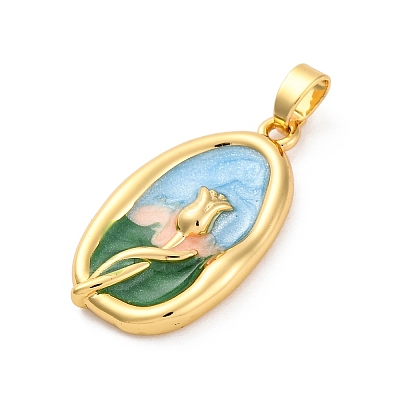 Brass Enamel Pendants KK-Z084-15G-02-1