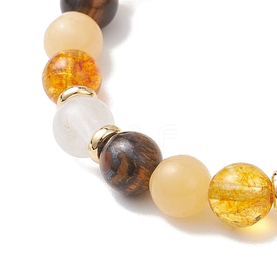 Natural & Synthetic Mixed Gemstone Round Beads Stretch Bracelets for Women BJEW-JB12631-06-1