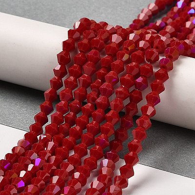 Opaque Solid Color Electroplate Glass Beads Strands GLAA-F029-P4mm-D01-1