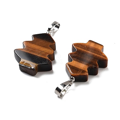 Natural Tiger Eye Pendants G-A203-01G-P-1