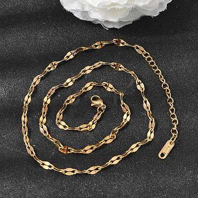 4MM Unisex 304 Stainless Steel Dapped Chain Necklaces NJEW-P356-09G-1