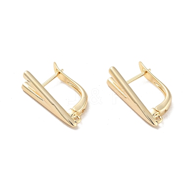 V-shaped Rack Plating Brass Hoop Earring Findings with Latch Back Closure LS-KK-D083-04G-1