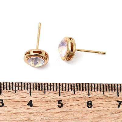 Brass Glass Stud Earrings EJEW-F391-05G-01-1
