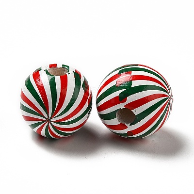 Christmas Theme Printed Natural Wooden Beads WOOD-L020-A04-1