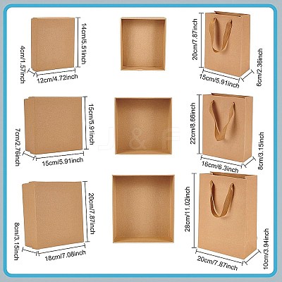 6Pcs 6 Style Rectangle Kraft Paper Bag with Handle CON-BC0002-39-1