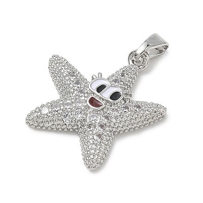 Brass Enamel & Clear Cubic Zirconia Pendants KK-G603-01P-03-1