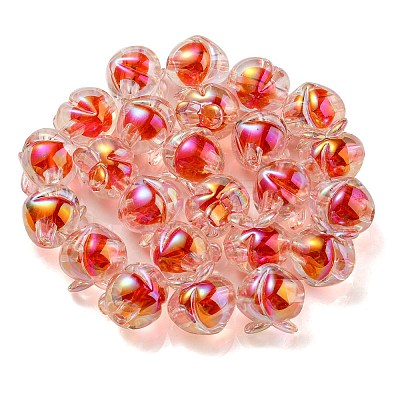 UV Plating Rainbow Iridescent Acrylic Beads OACR-F004-02B-1