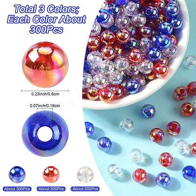 900Pcs 3 Colors Transparent Acrylic Beads MACR-FS0002-23-1